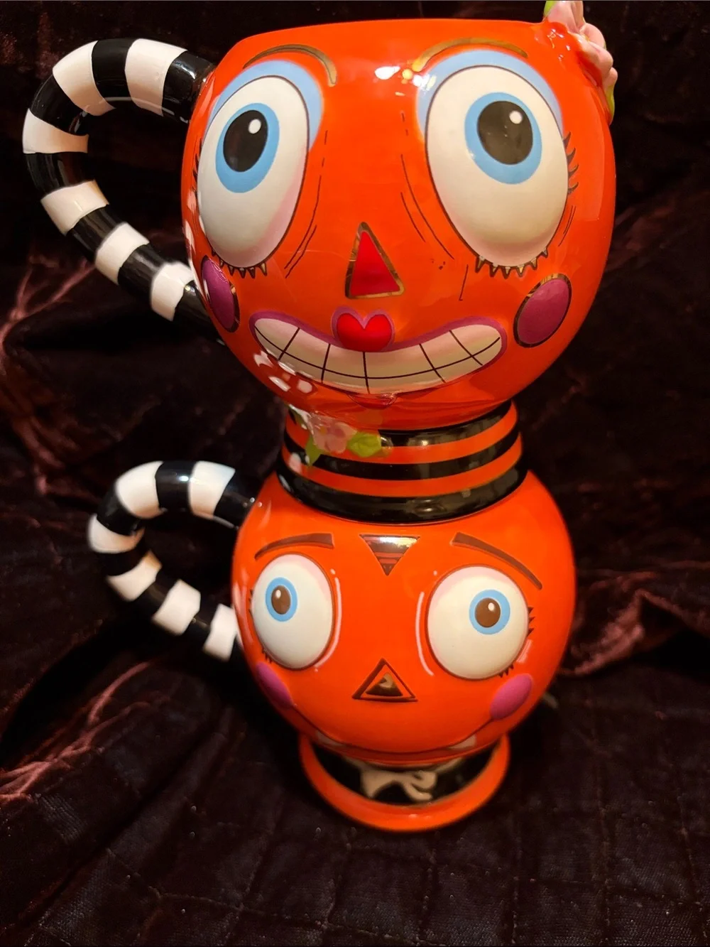 Playful Orange Ceramic Character Vases – Set of 2